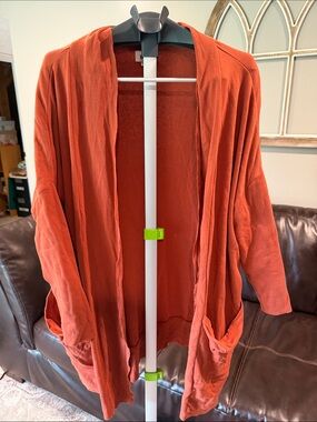 Pact Open-Front Cardigan Sweater - Rust